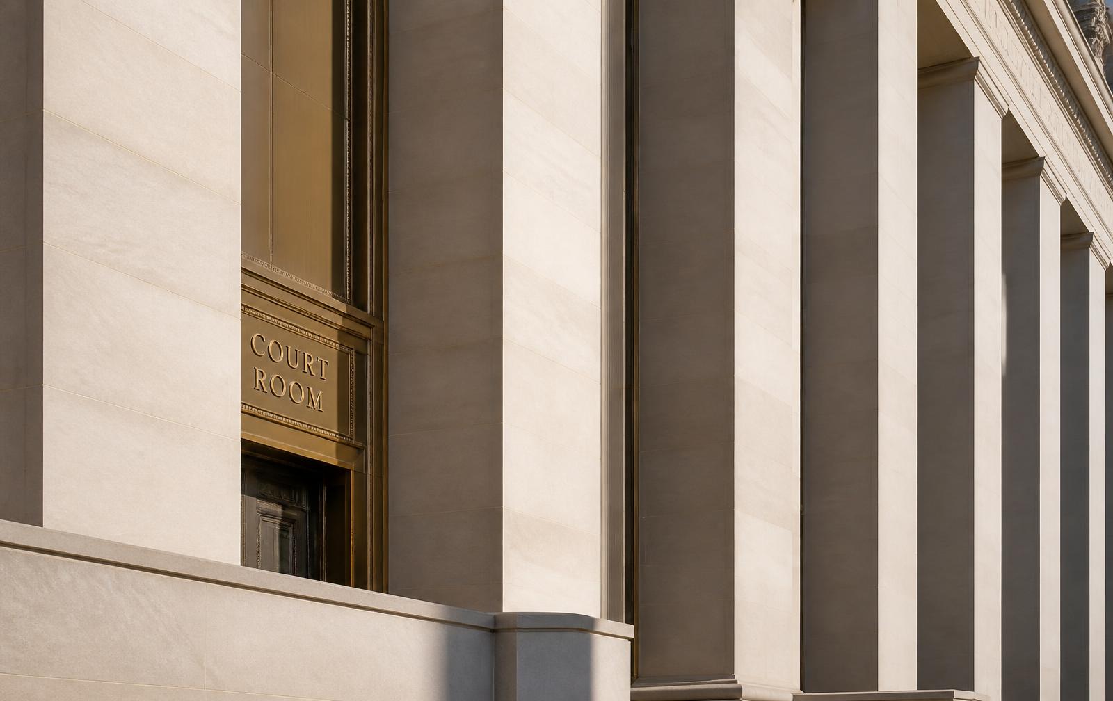 Colonnade of a courthouse facade