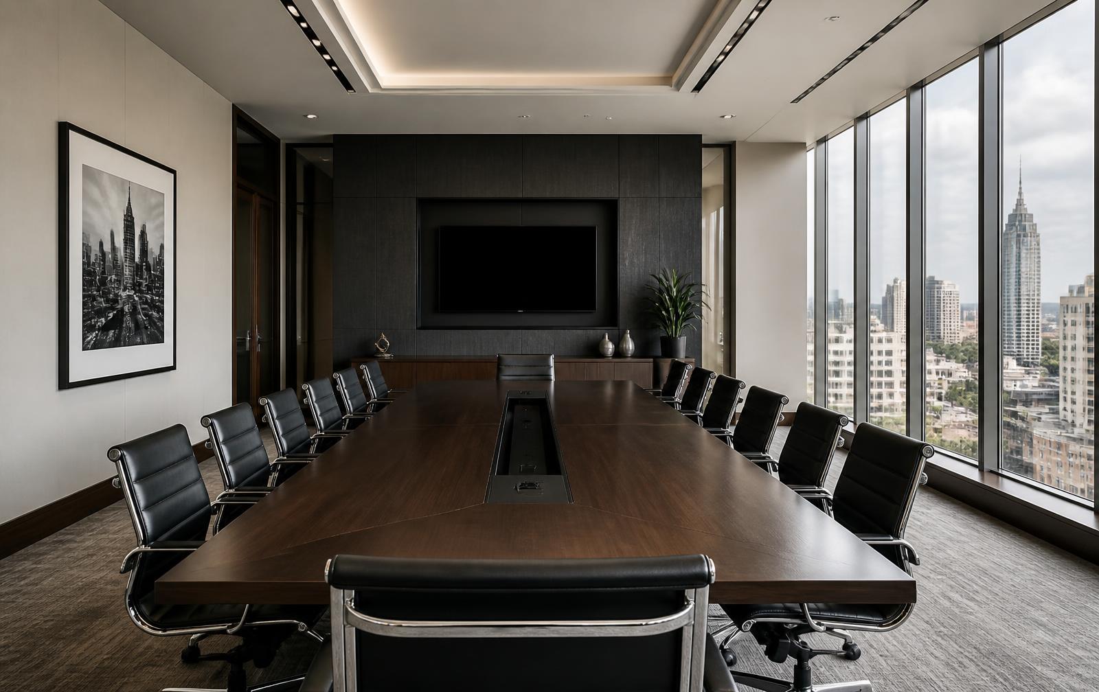 Executive boardroom overlooking the city